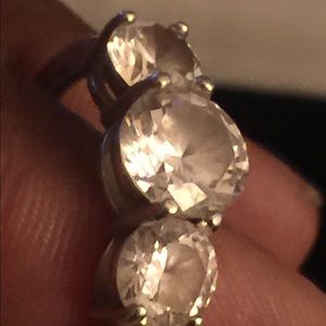 Sterling silver and three stone cz ring
